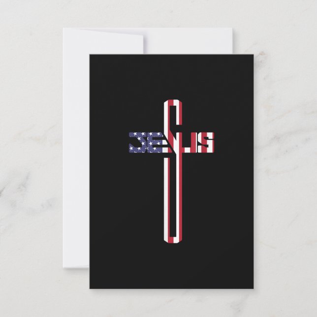 Christian Jesus cross american flag Patriotic Chri Thank You Card (Front)