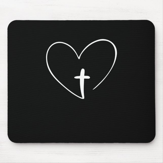 Christian - Jesus Cross And Heart Mouse Mat (Front)