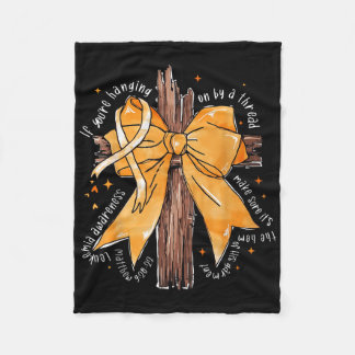 Christian Jesus Cross Bow Ribbon Orange Leukaemia Fleece Blanket