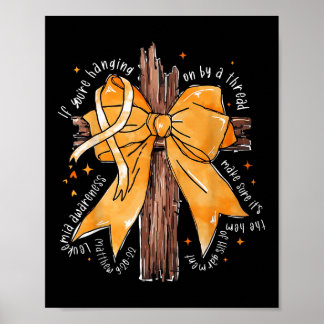 Christian Jesus Cross Bow Ribbon Orange Leukaemia Poster