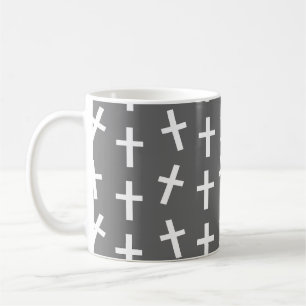 Christian Jesus cross grey pattern Coffee Mug