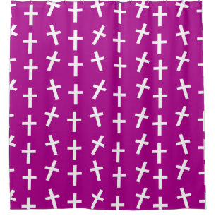 Christian Jesus cross pink pattern Shower Curtain