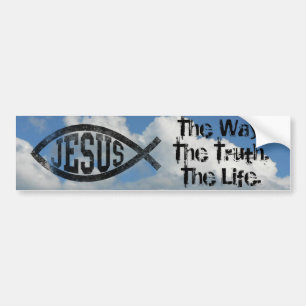 Christian Jesus Fish, Black Ichthys Bumper Sticker