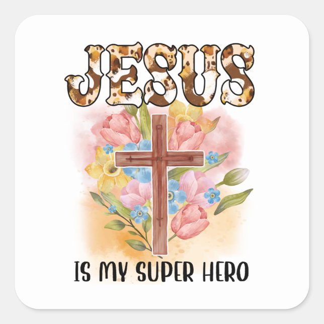 Christian Jesus God Customise Bible Verse Square Sticker (Front)