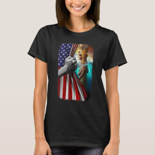Christian Jesus Hand Cross Patriotic Patriot Flag  T-Shirt