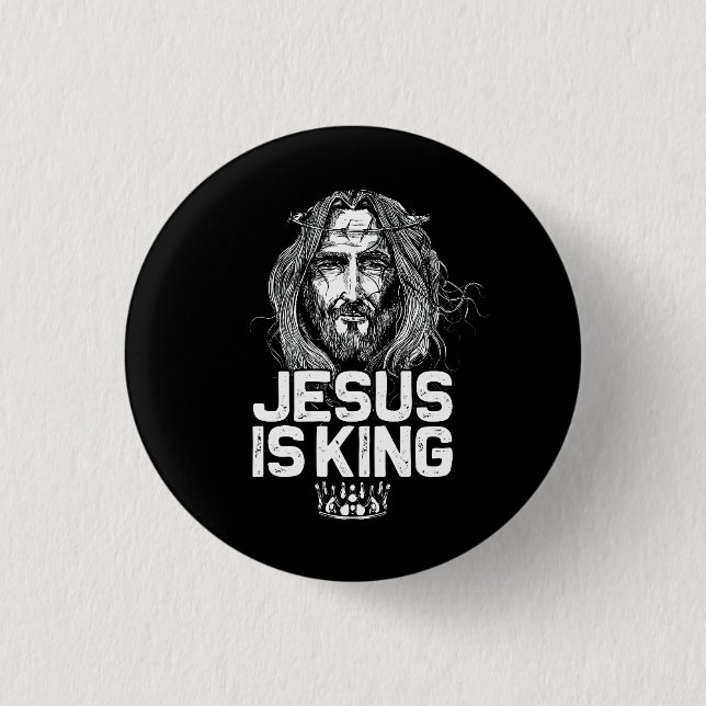 Christian Jesus Is King Design Crown Christ Team J 3 Cm Round Badge (Front)