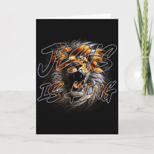 Christian Jesus Is King With Striking Lion Of Juda Card