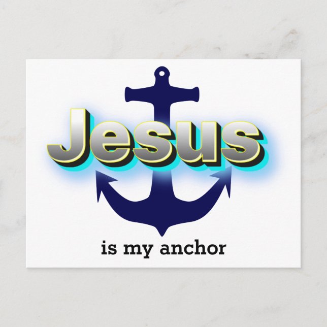 Christian Jesus is my Anchor | Blue and White Postcard (Front)