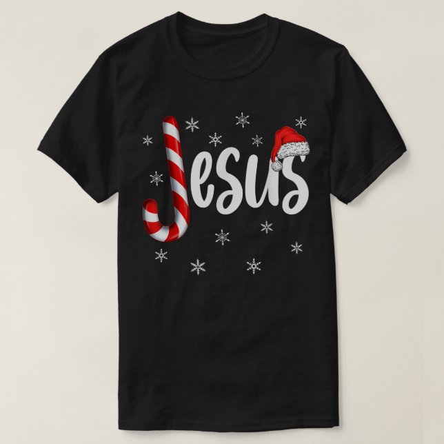 Christian Jesus Is The Reason Candy Cane Religious T-Shirt (Design Front)