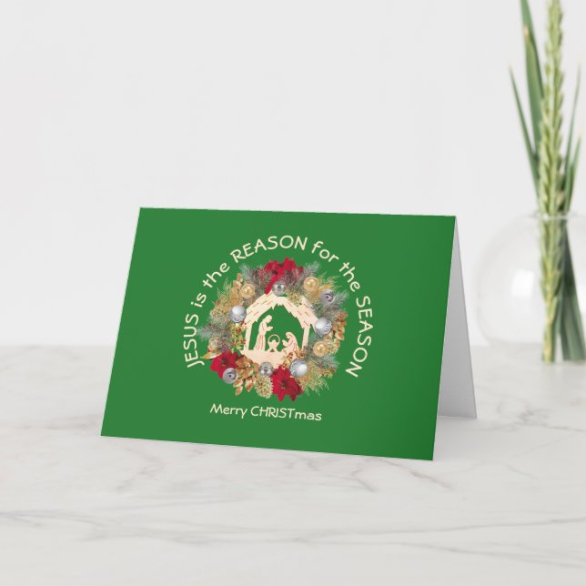 Christian JESUS IS THE REASON Christmas Holiday Card (Front)