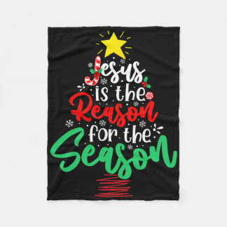 Christian Jesus Is The Reason Christmas Xmas Tree  Fleece Blanket