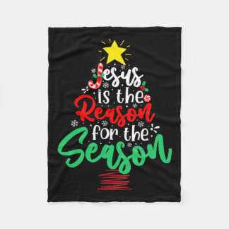 Christian Jesus Is The Reason Christmas Xmas Tree Fleece Blanket