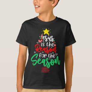 Christian Jesus Is The Reason Christmas Xmas Tree T-Shirt
