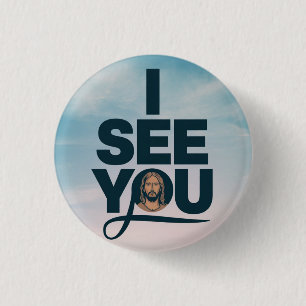 Christian Jesus is Watching you, Jesus I See You 3 Cm Round Badge