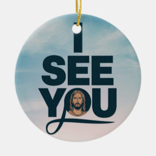 Christian Jesus is Watching you, Jesus I See You Ceramic Tree Decoration