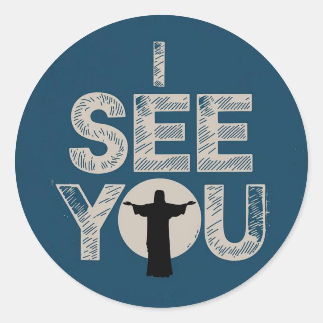 Christian Jesus is Watching you, Jesus I See You Classic Round Sticker (Front)