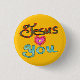 Christian ‘Jesus Loves You’ Yellow Button