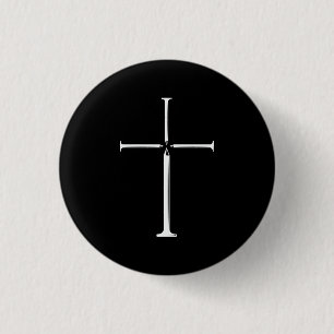 Christian Jesus Nail Cross  3 Cm Round Badge