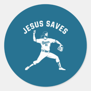 Christian Jesus Saves Baseball Tcher - Heaven 01 S Classic Round Sticker
