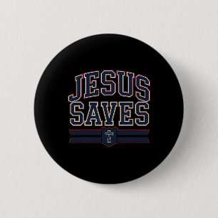 Christian Jesus Saves Bro Hockey Youth Boy You Lov 6 Cm Round Badge