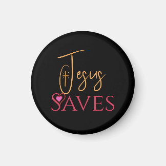 Christian Jesus Saves Cross Heart Magnet
