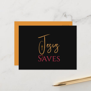 Christian Jesus Saves Cross Heart  Postcard