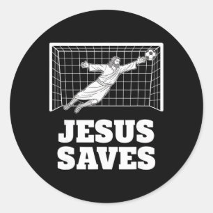 Christian Jesus Saves Soccer Goalkeeper Faith Insp Classic Round Sticker