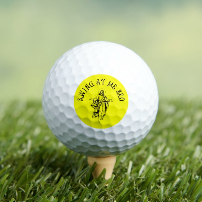 Christian Jesus Swing At Me Bro Funny Yellow Golf Balls (Insitu Tee)