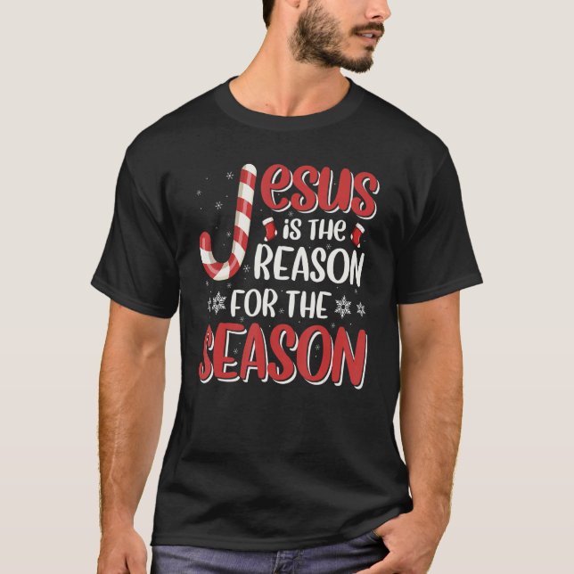 Christian Jesus The Reason Christmas Stocking Stuf T-Shirt (Front)