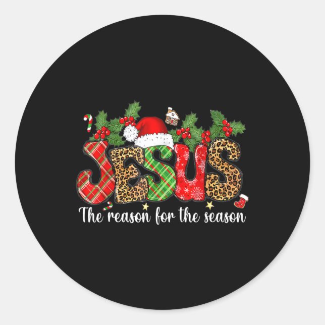 Christian Jesus The Reason Xmas Holiday Season Chr Classic Round Sticker (Front)