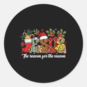 Christian Jesus The Reason Xmas Holiday Season Chr Classic Round Sticker