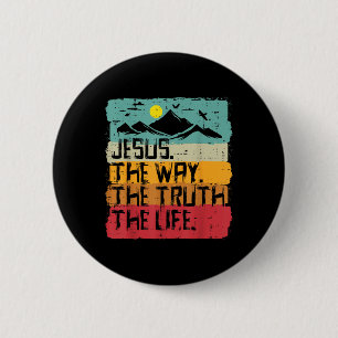 Christian Jesus The Way Truth Life Retro Bible Men 6 Cm Round Badge