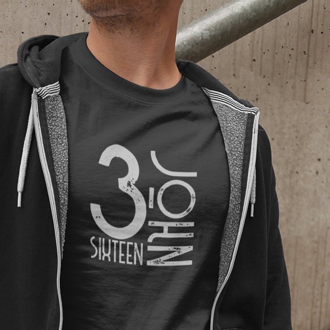 Christian John 3:16 Bible Verse Distressed T-Shirt (Creator Uploaded)