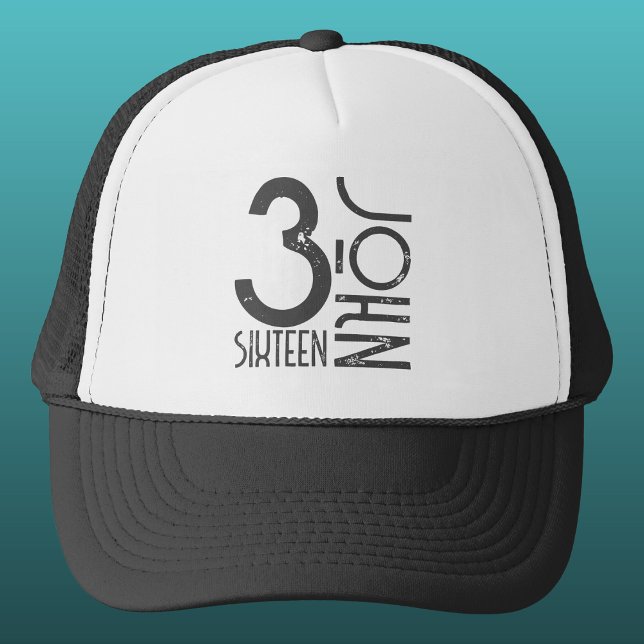 Christian John 3:16 Bible Verse Distressed Trucker Hat (Creator Uploaded)