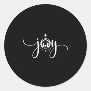 Christian Joy Nativity Christmas - joy' With Baby Classic Round Sticker
