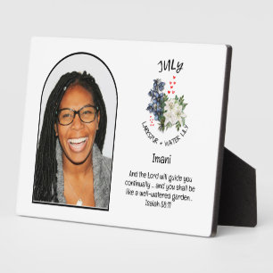Christian JULY Birth Month Flower NAME PHOTO Plaque