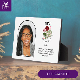 Christian JUNE Birth Month Flower NAME PHOTO Plaque