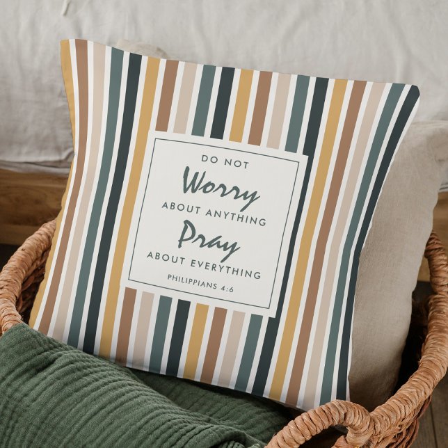 Christian Keepsake Do Not Worry Scripture Fall  Cushion (Christian home décor pillow with Philippians 4:6, customizable poem)