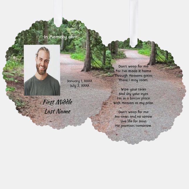 Christian Keepsake Forest Trail Path Walk Hike  Tree Decoration Card (Front/Back)