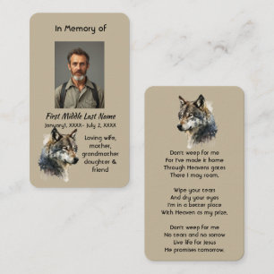 Christian Keepsake Memorial Watercolor Wolf  Business Card