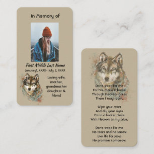 Christian Keepsake Memorial Watercolor Wolf  Business Card