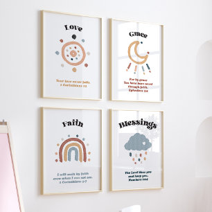 Christian kids bible verse set of 4 poster
