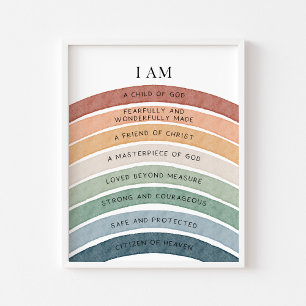 Christian kids boho rainbow affirmation print
