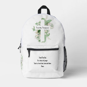 Christian Kids School Prayer & Custom Name  Printed Backpack