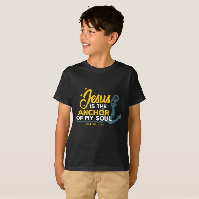 Christian Kids T-Shirt - Jesus Is The Anchor Tee (Front Full)