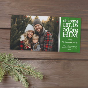 Christian - Let Us Adore Him - Photo Chrismtas Holiday Card