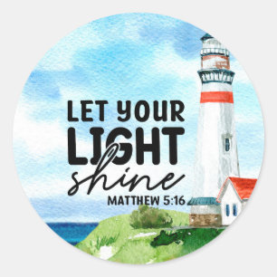 Christian Let Your Light Shine Matthew 5 : 16  Classic Round Sticker