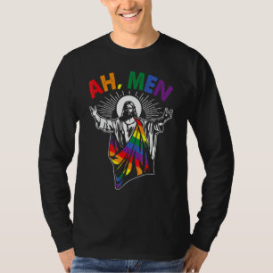 Christian Lgbt Gay Pride Jesus Rainbow Ah Men Men T-Shirt