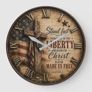 Christian Liberty Galatians 5:1 Bible Verse  Large Clock