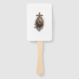 Christian Lion and Cross Vintage Hand Fan
